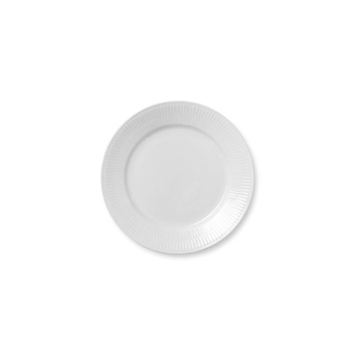 Royal Copenhagen Hvid Riflet Frokosttallerken, Hvid, Ø22 cm