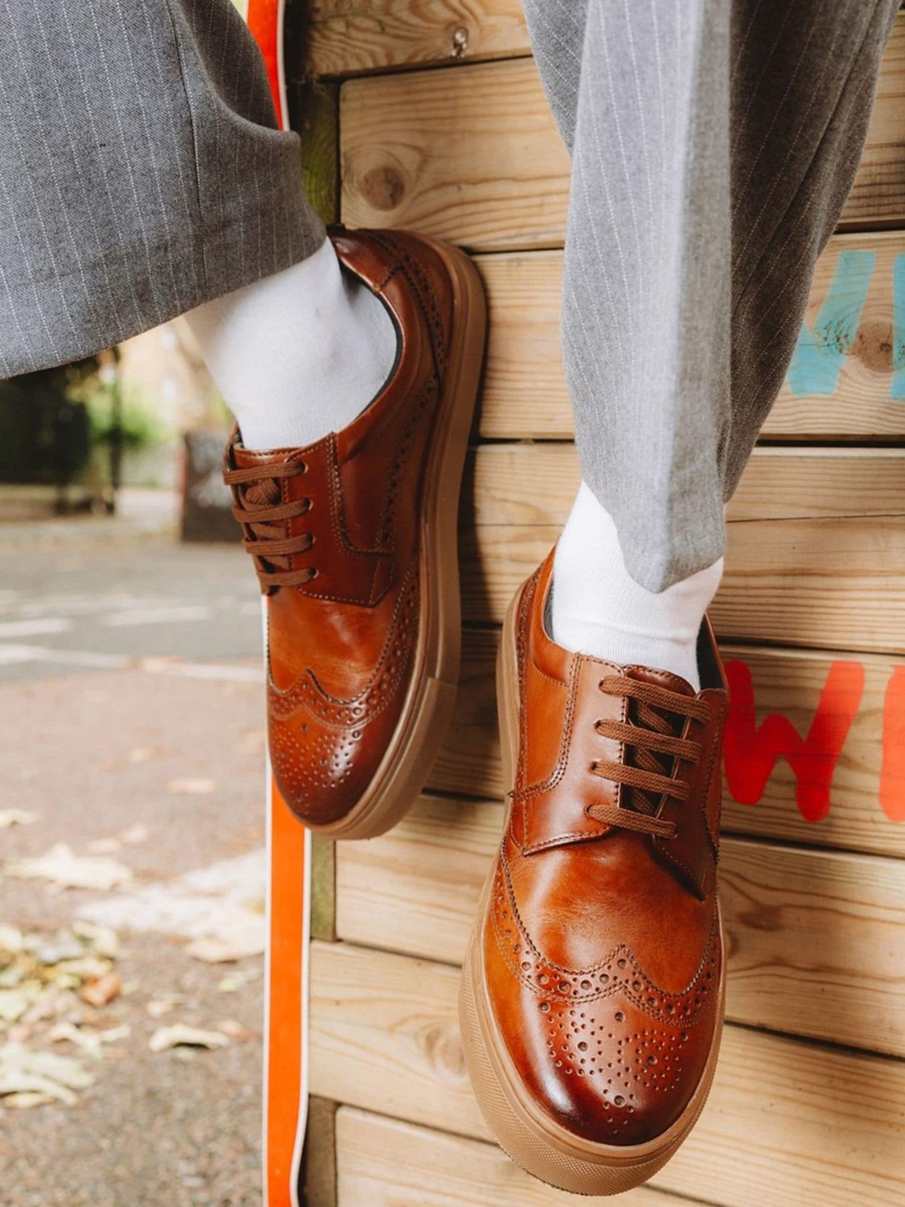 Burnt Tan Brown - Base London Clapton Brogue Trainer