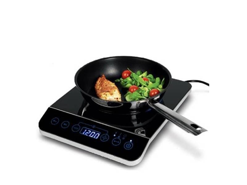 OHMEX Induktionskochplatte OHM-INC-2000 2000 W Kochgerät mit schwarzer Kristallplatte aus gehärtetem Glas
