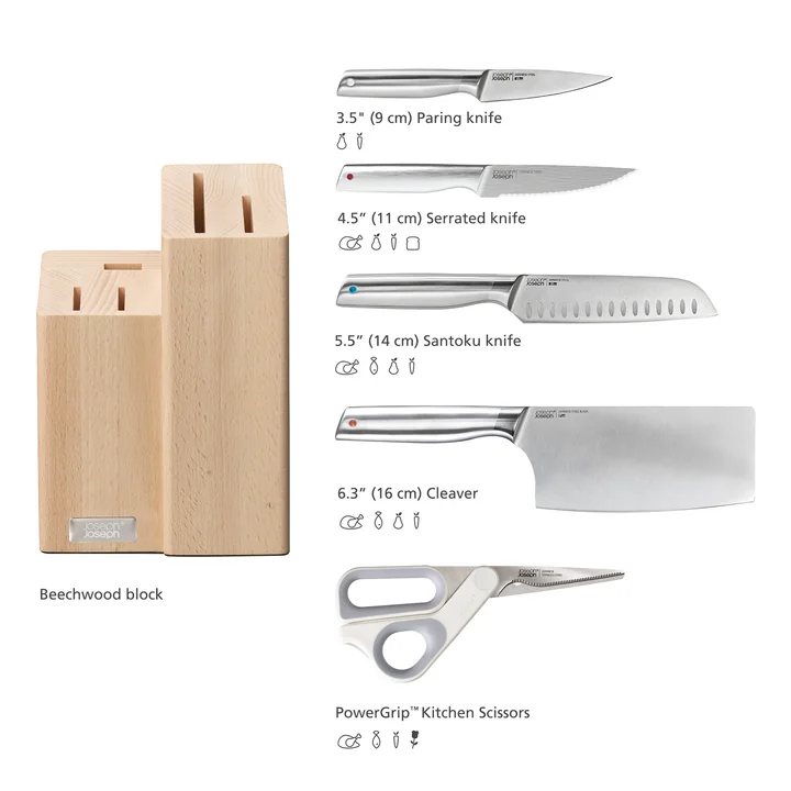Joseph Joseph - Elevate Fusion Messerblock mit Schere, Edelstahl