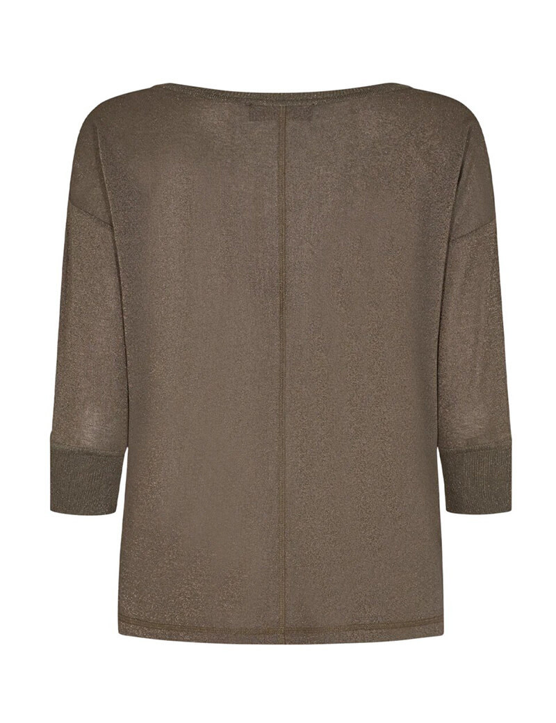 MOS MOSH TOP FEMME KIARA MANCHES MAILLE LUREX 3/4 GRAPE LEAF