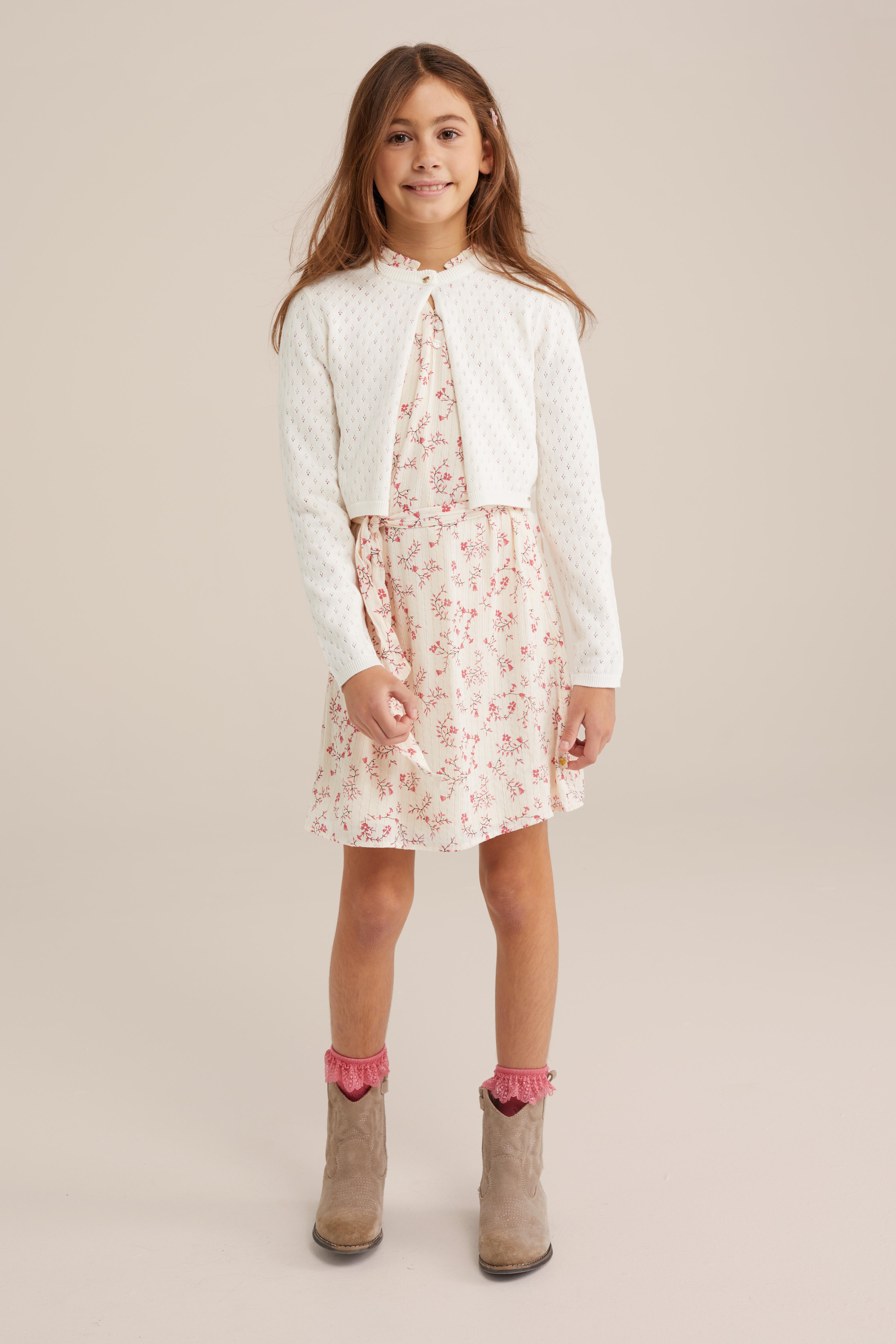 Meisjes vest met opengewerkt dessin WE Fashion Gebroken wit