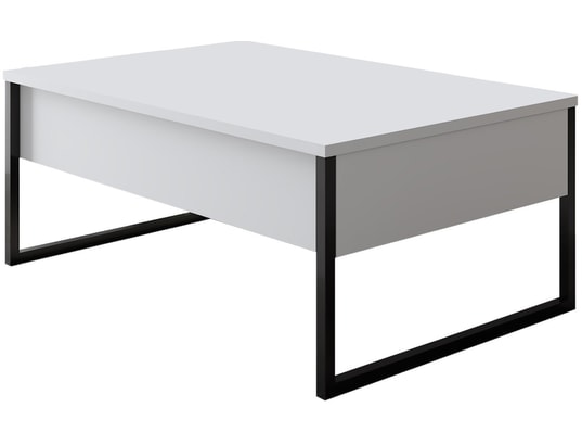 CONCEPT1 - Table basse Luxe blanc noir 90 x 60 x h40cm