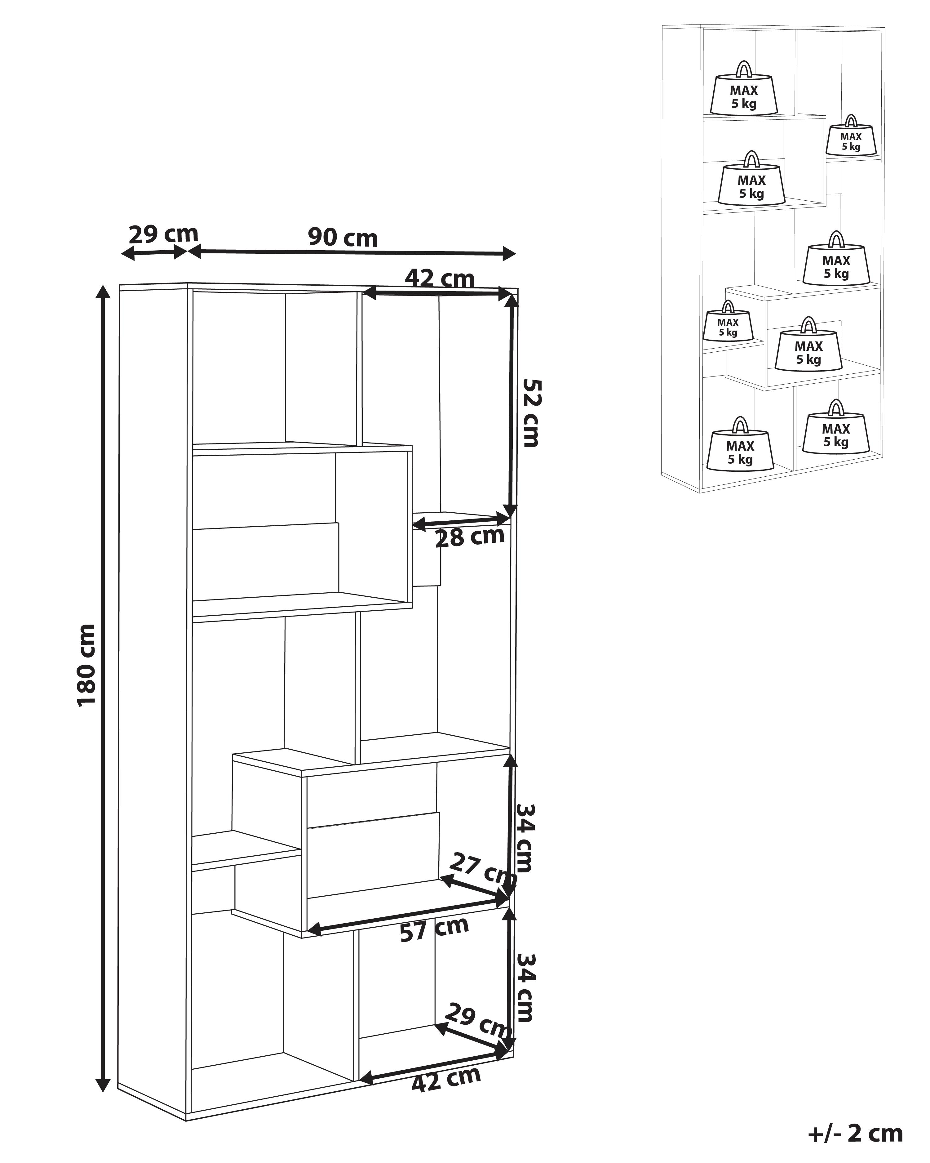Boekenkast met 6 planken CHATEH 180 cm Lichtbruin