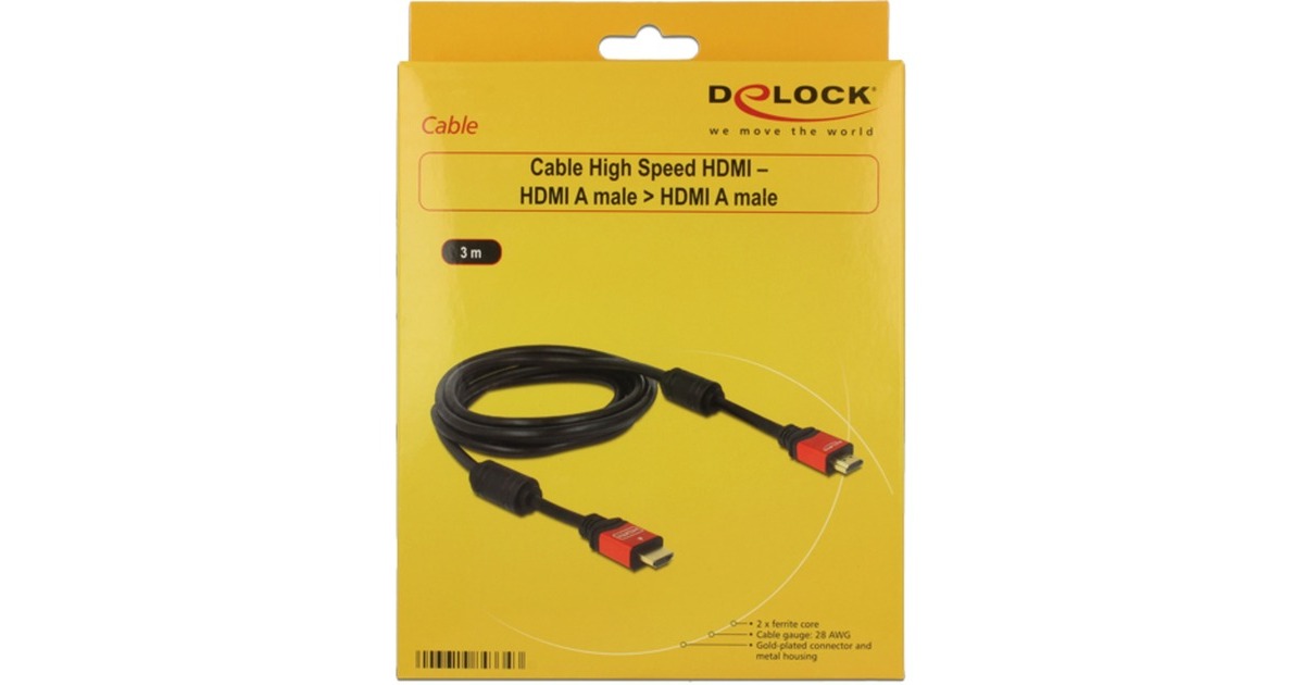 DeLOCKHigh Speed HDMI – HDMI A male > HDMI A male kabel  (Zwart, 3 meter)