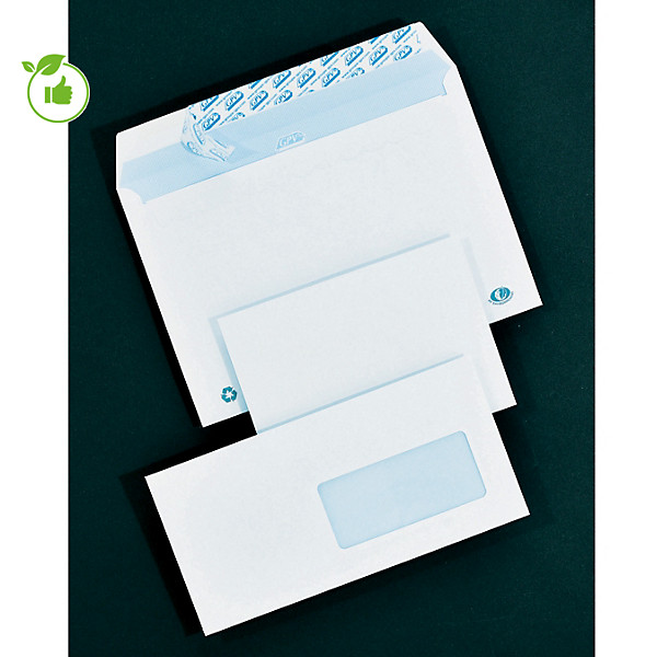 500 enveloppes DL extra blanches GPV à bande protectrice 110 x 220 mm avec fenêtre 45 x 100 mm vélin 90 g