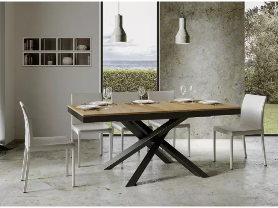 Table extensible bois clair et cadre anthracite 180-440cm Klass
