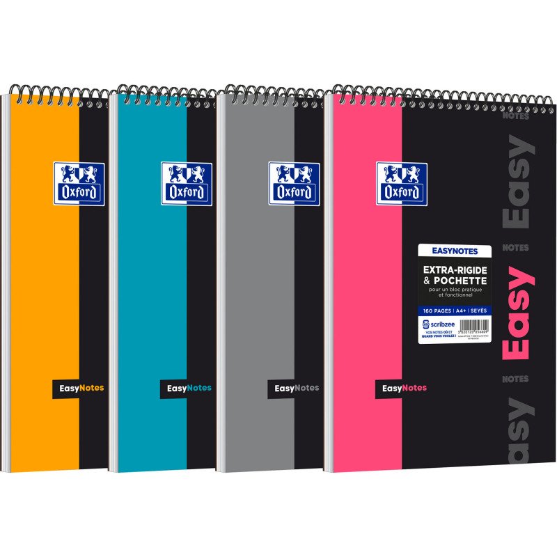 Bloc de bureau Easy Notes Oxford 21 x 32 cm spirales - grands carreaux - 80 feuilles
