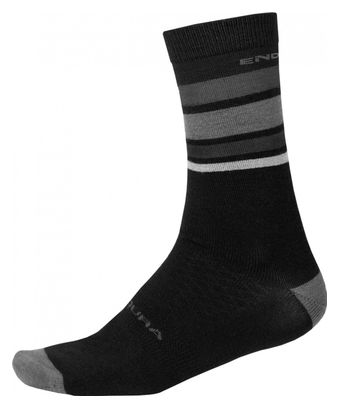 Chaussettes Endura BaaBaa Merino Stripe Noir Mat
