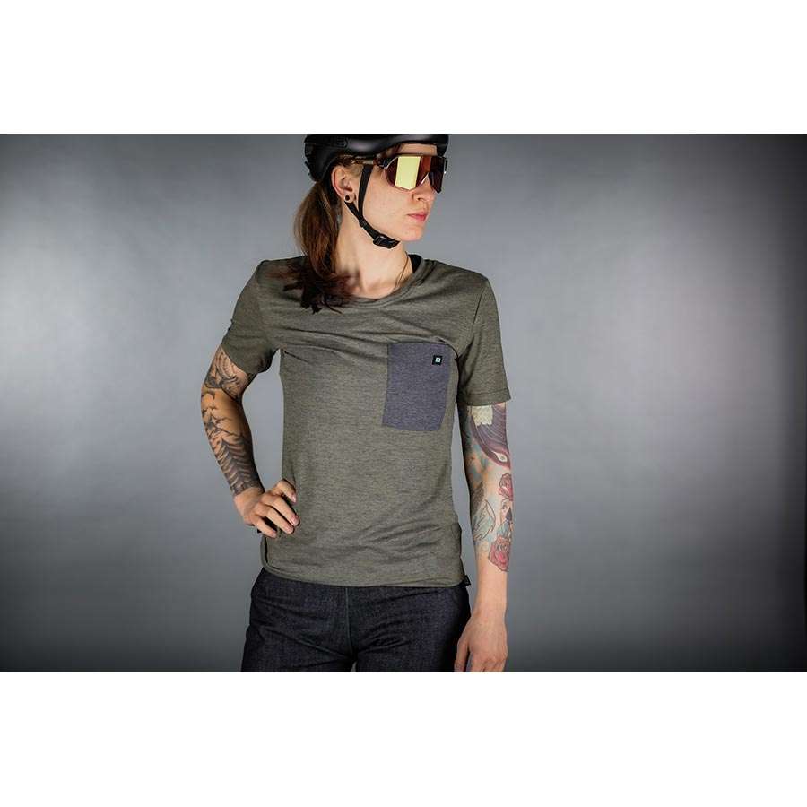 Biehler Gravel Fietsshirt Korte Mouwen Groen/Melange Dames