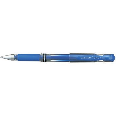 Stylo-bille uniball signo broad écriture large 0.8mm pointe 1mm grip caoutchouc encre gel résistante eau lumière or