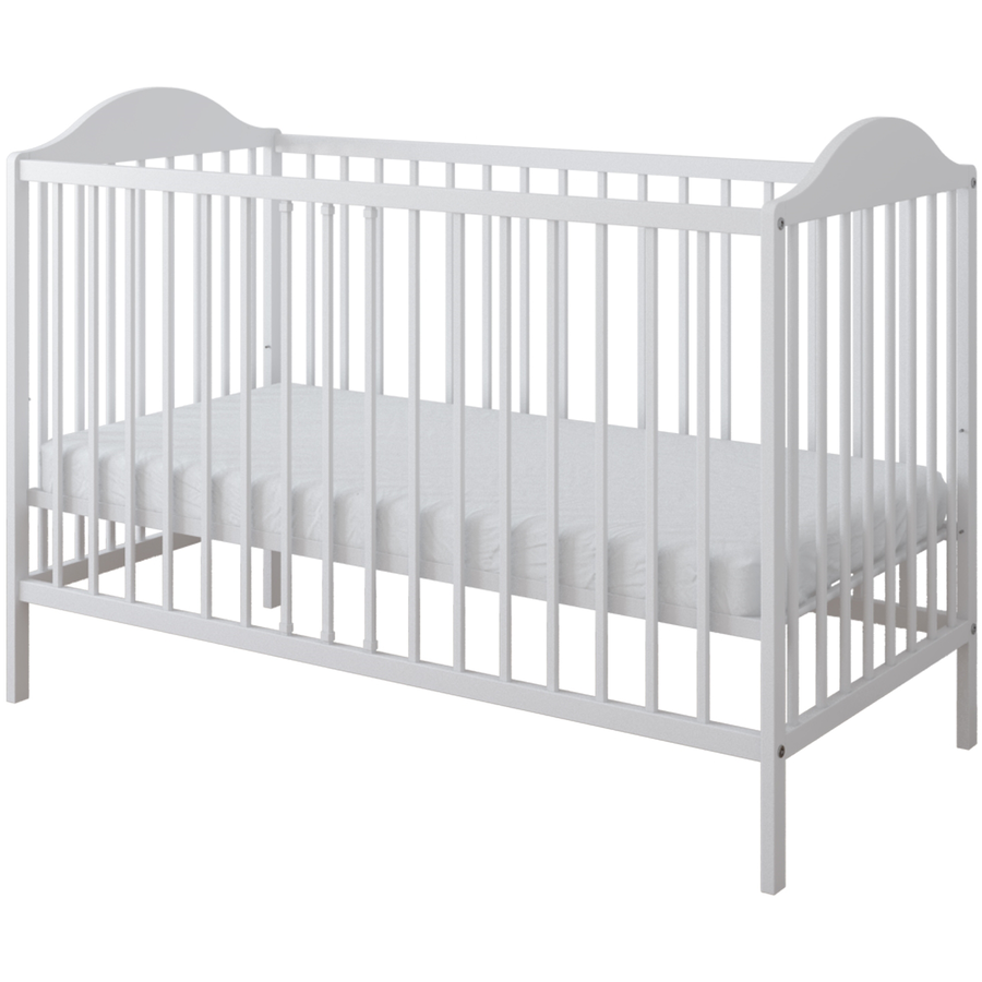 Kids Collective Babybett Gitterbett 60x120 höhenverstellbar | herausnehmbare Sprossen Stäbe weiß