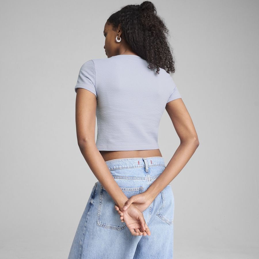 Puma DARE TO Kurzes figurbetontes T-Shirt aus strukturiertem Material