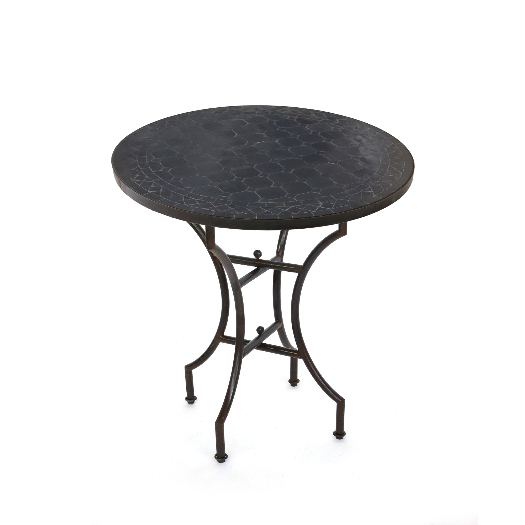Kacheltisch 'Gris Imandi', grau, Ø 60 cm, H 75 cm von fischer's lagerhaus