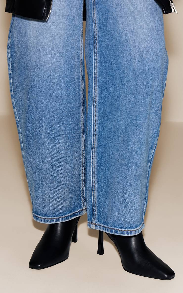 Noir Bottines À Bout Biseauté En Synthétique Froncée