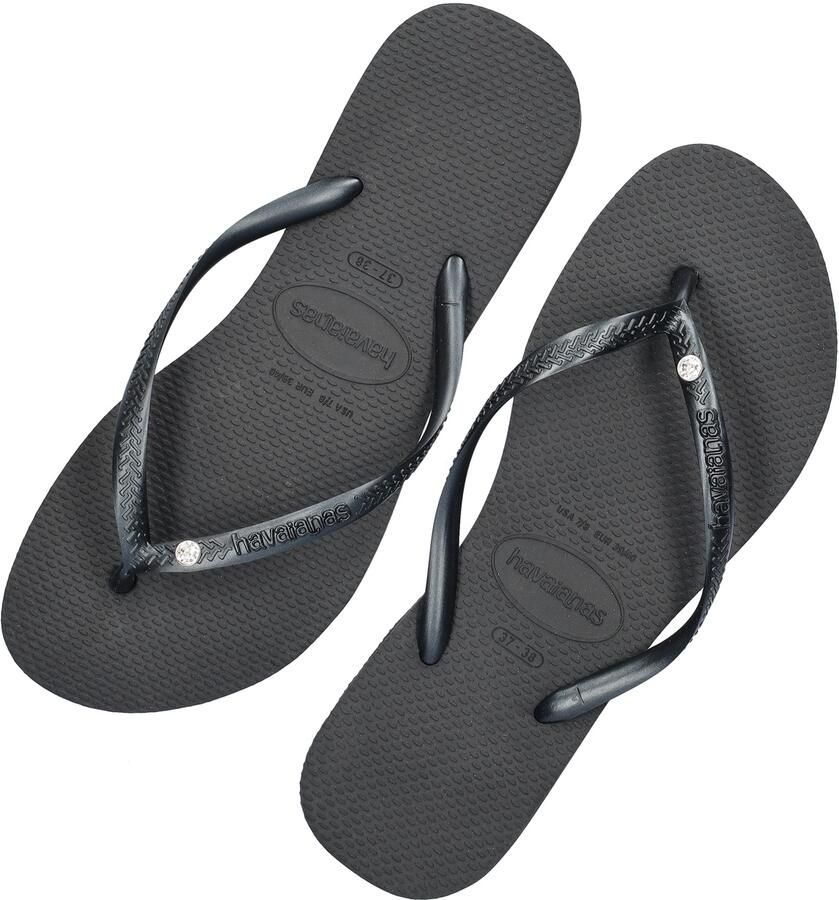 HAVAIANAS Teenslippers Dames Slim Crystal Sw Ii Maat: 31 32 Materiaal: Rubber Kleur: Zwart