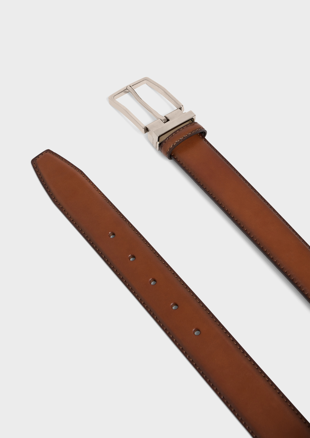 Ceinture ajustable en cuir lisse cognac