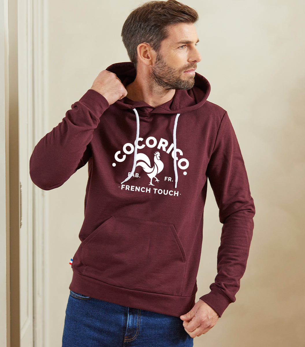 Sweat à Capuche Homme Bordeaux - Coq Français