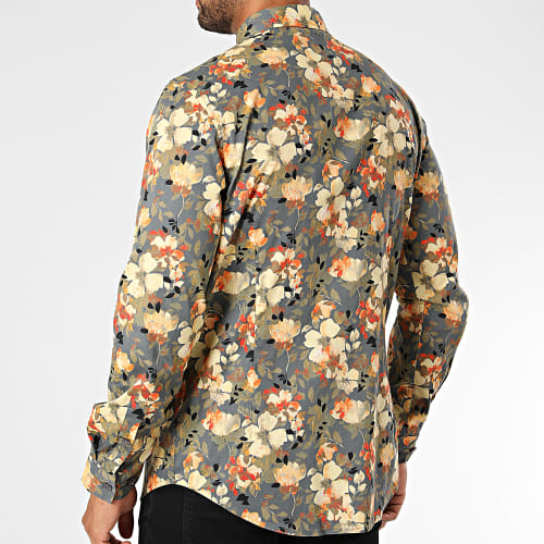 Chemise Manches Longues Casting Gris Jaune Floral