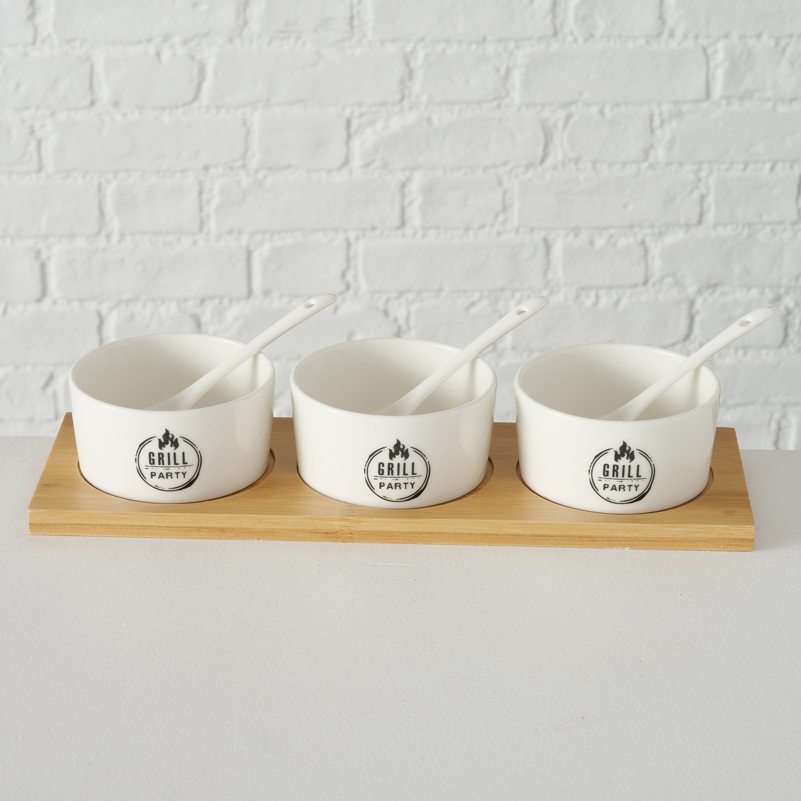 7-teiliges Schalen-Set - weiß - Bambus
