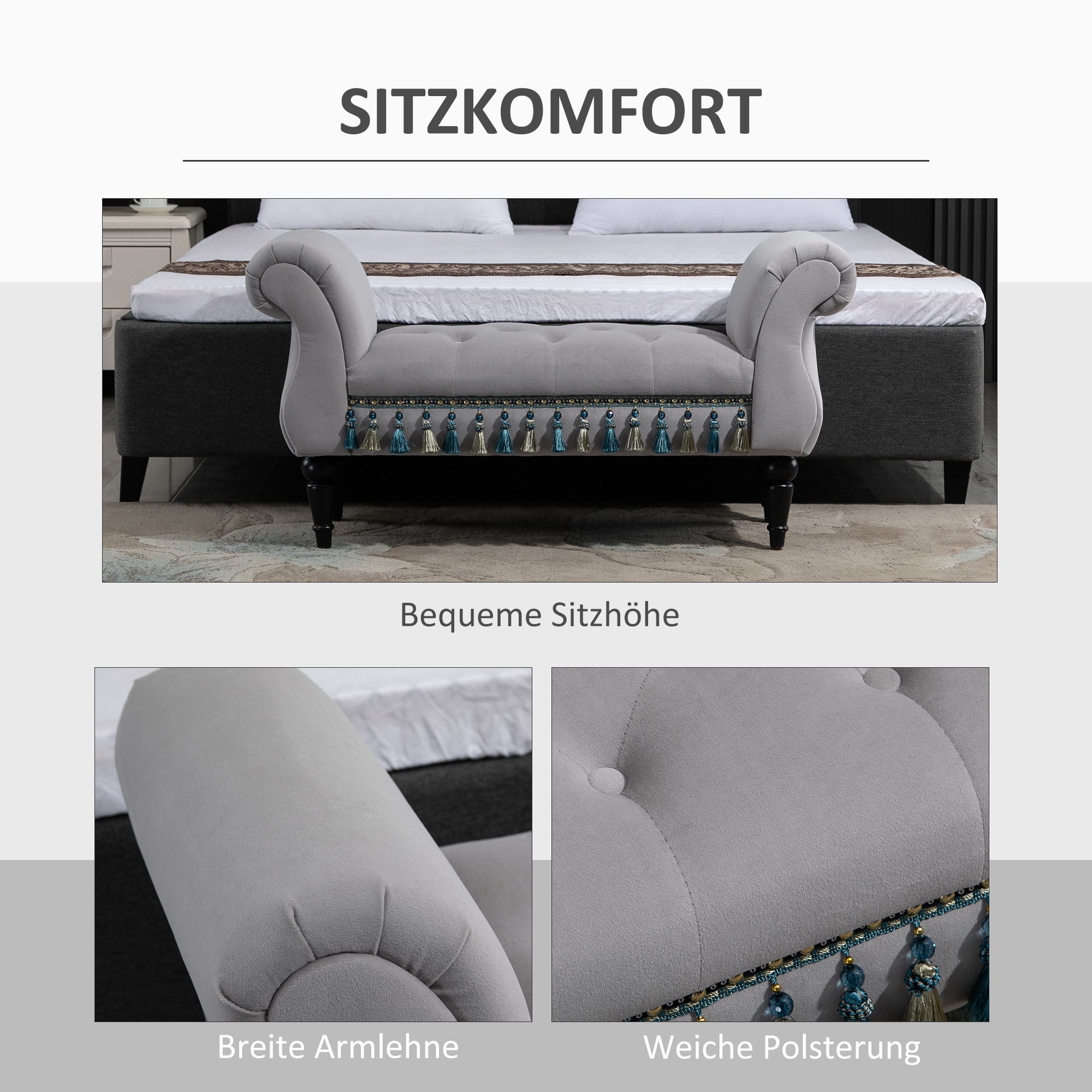 HOMCOM Polsterbank im edlen Design 117 x 40 x 58 cm (BxTxH)