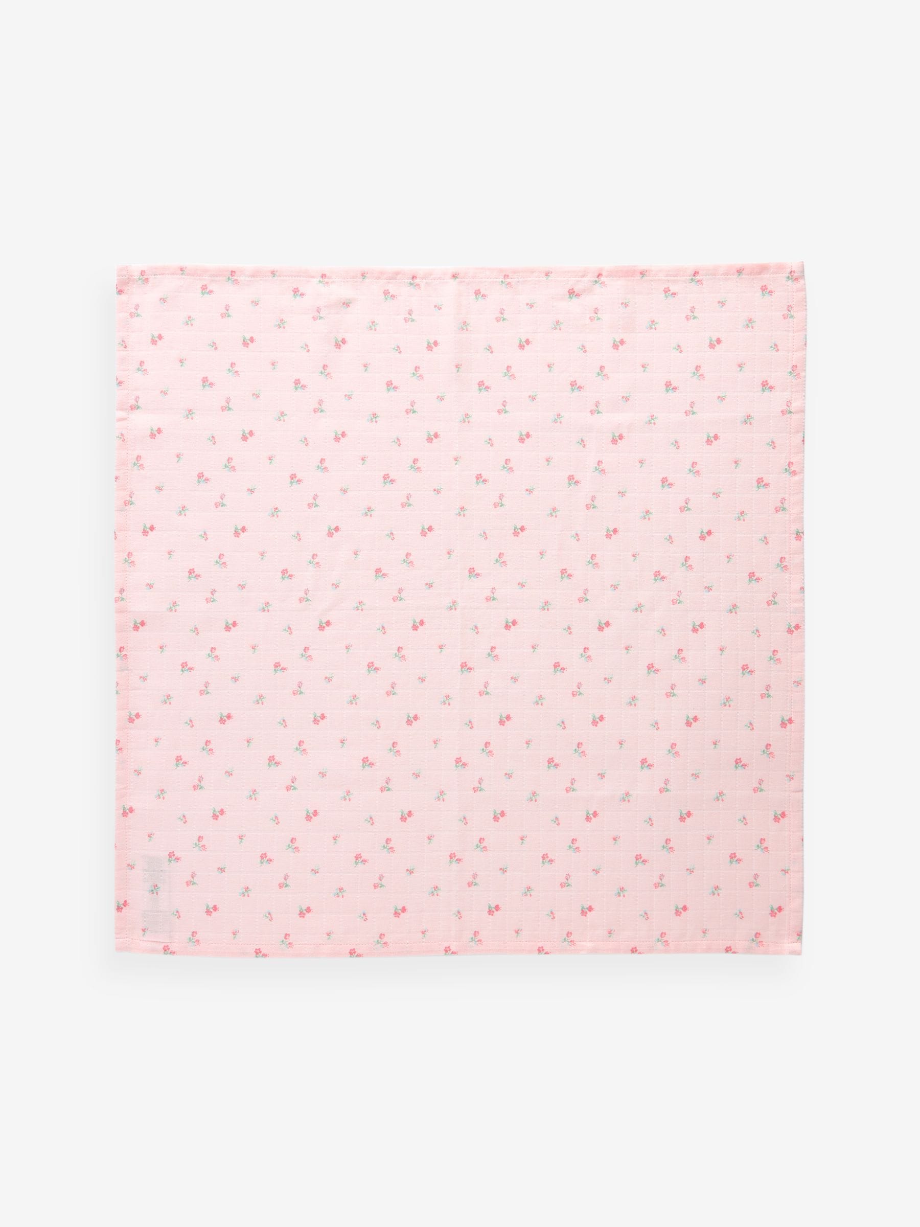 Roze met konijnen - Set van 4 mousseline babydoekjes
