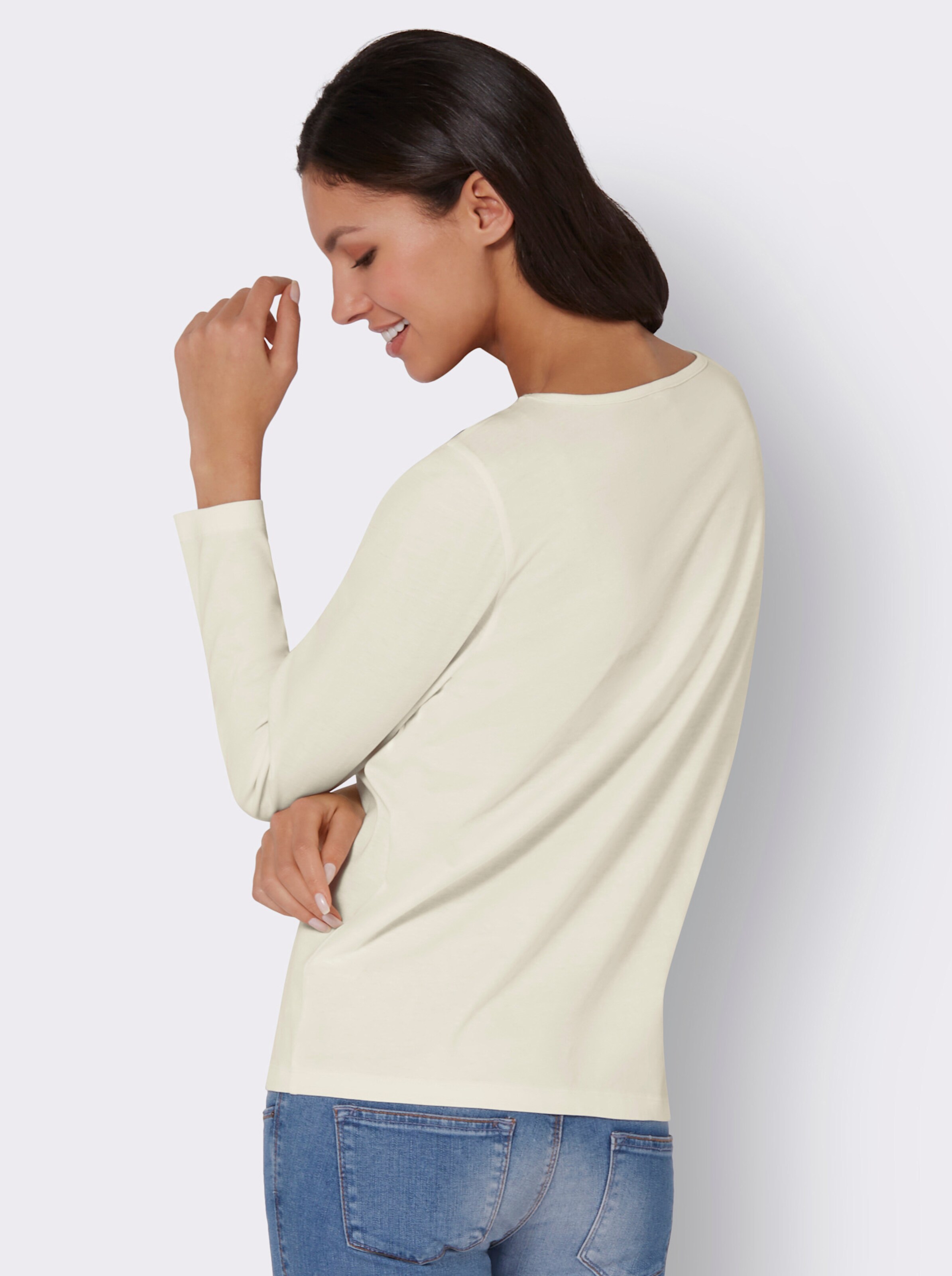 Langarmshirt mit Tropfen-Ausschnitt