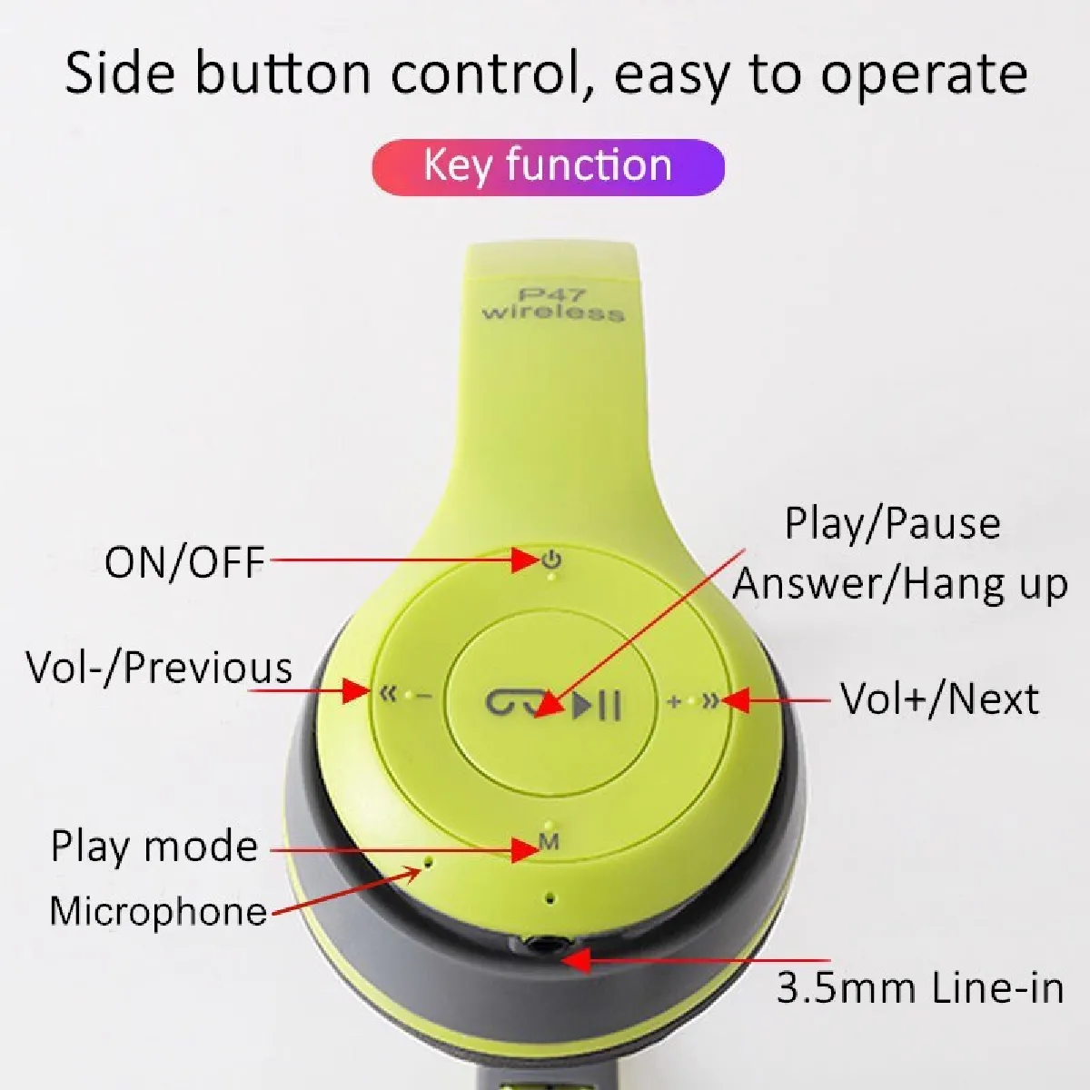 Universal Casque Bluetooth pliable - Vert