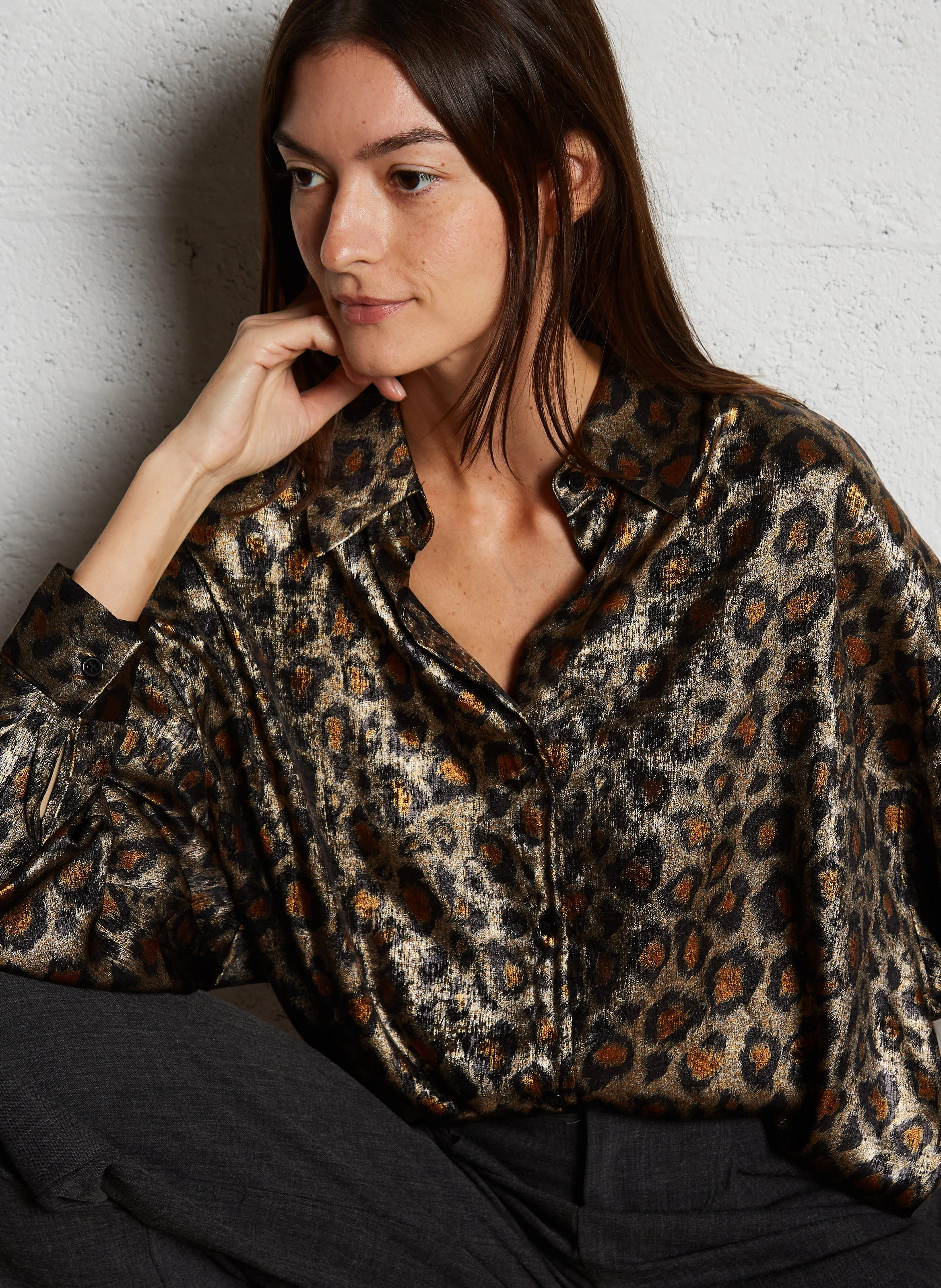 Chemise col classique imprimée| Doré