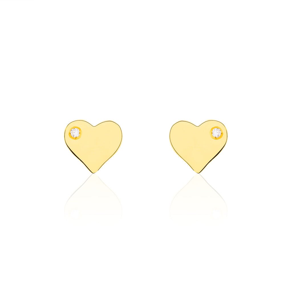Boucles D'oreilles Puces Celenie Or Jaune Oxyde De Zirconium