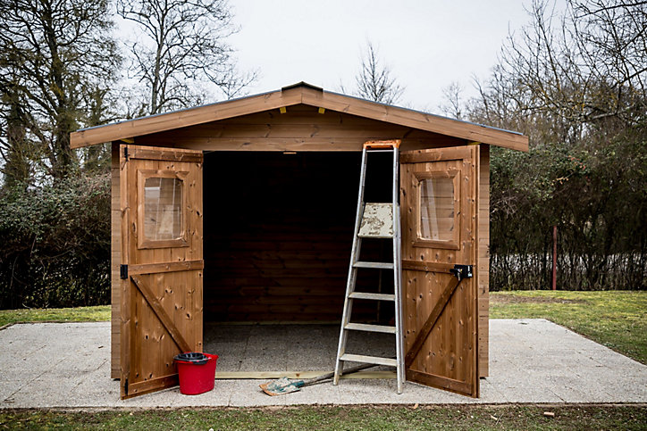 Abri de jardin Habrita Thermabri en bois coloris naturel ép.28 mm surface extérieure 12,31 m²