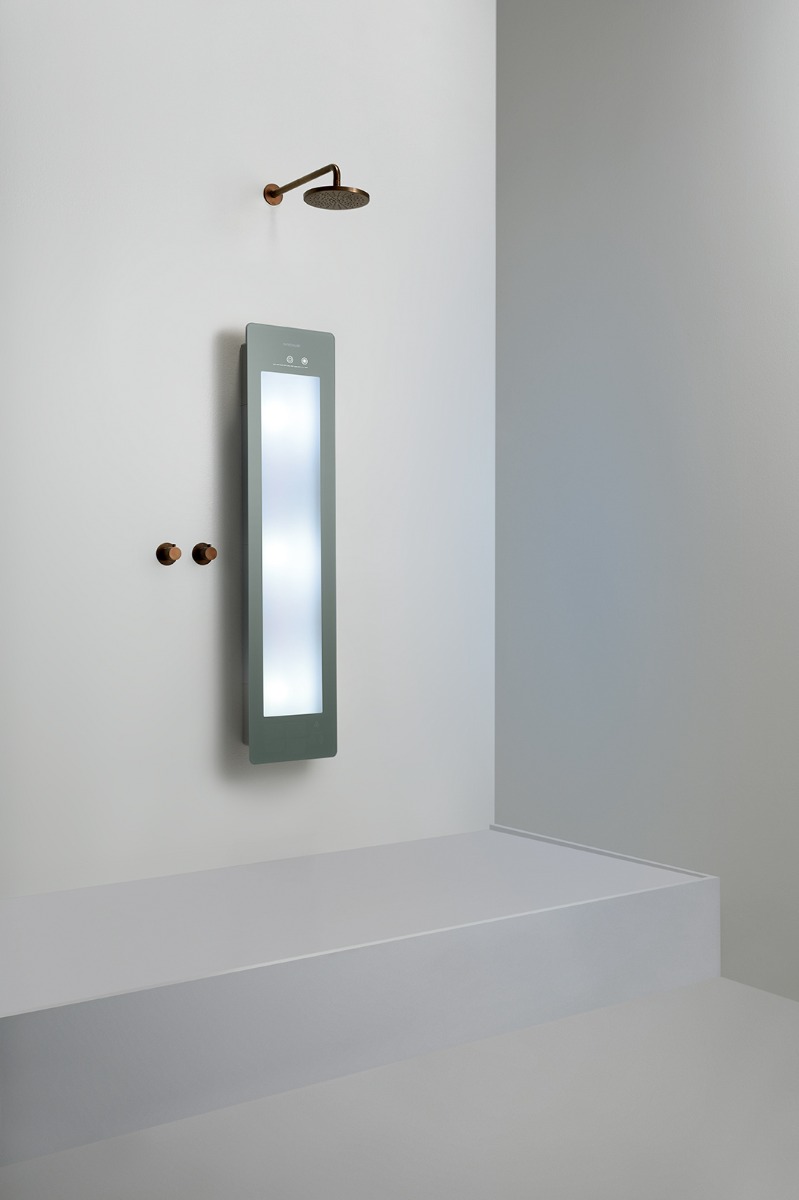 Sunshower Round Plus Medium Organic Grey infraroodlamp en UV 33x140x10cm opbouw