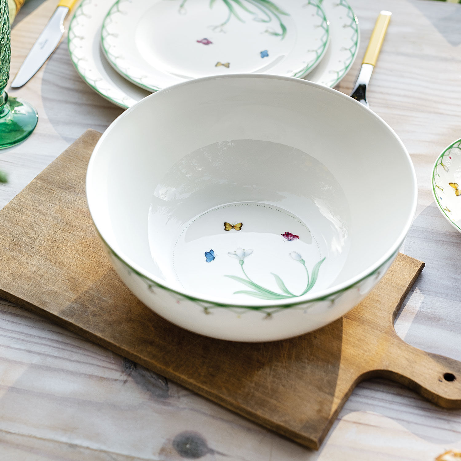 Colourful Spring Salad serving bowl Green, 57.5 oz, Premium Porcelain