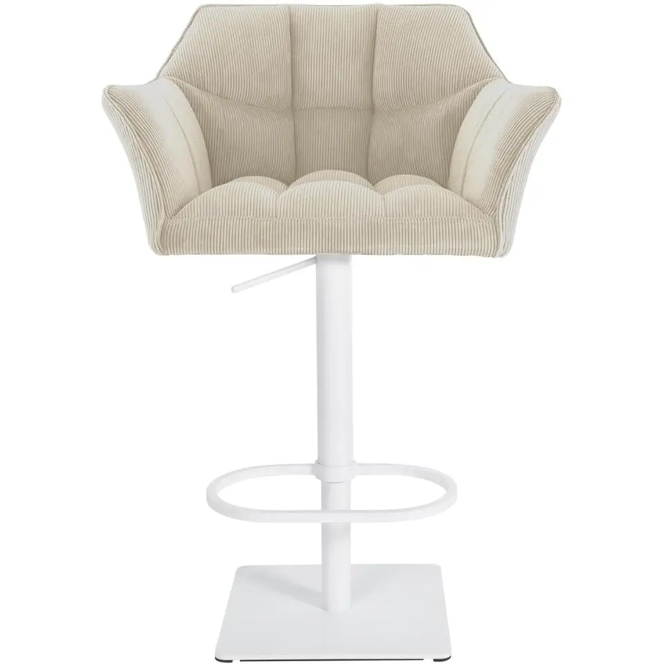 CLP Barkruk Damaso wit Frame - Ribstof - creme