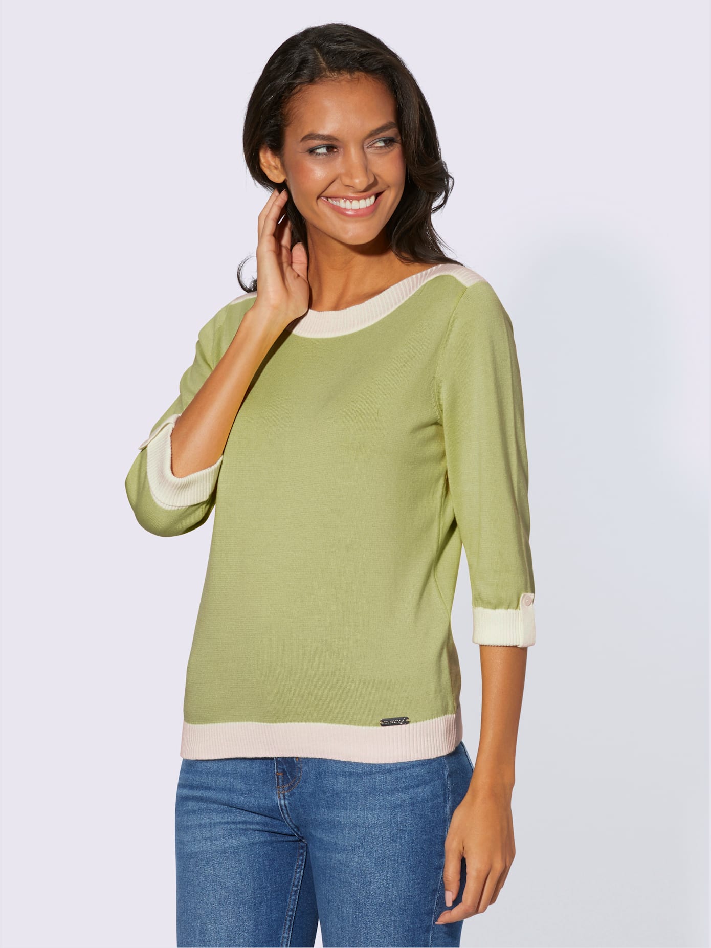 Pull à manches 3/4 100% coton pima