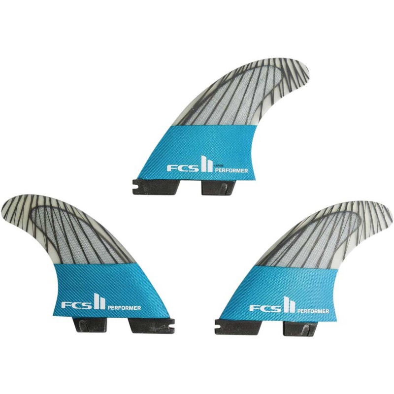 Ailerons Surf FCS II Performer PC Carbon Teal Small - The Corner Shop