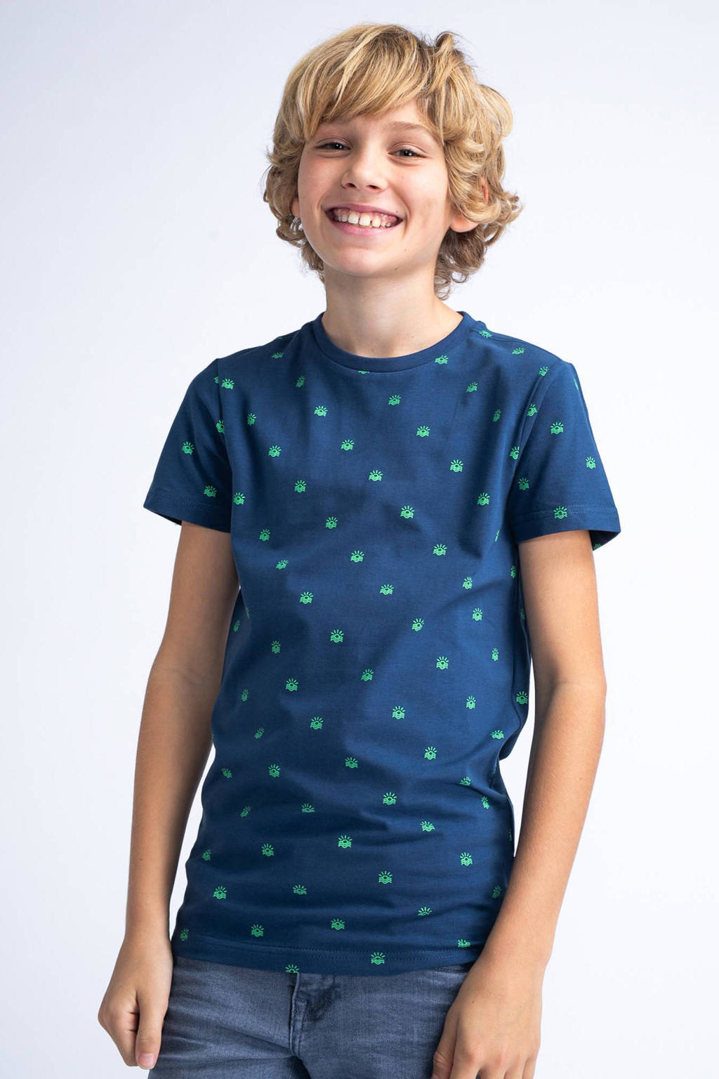 Petrol Industries T-shirt met all over print blauw
