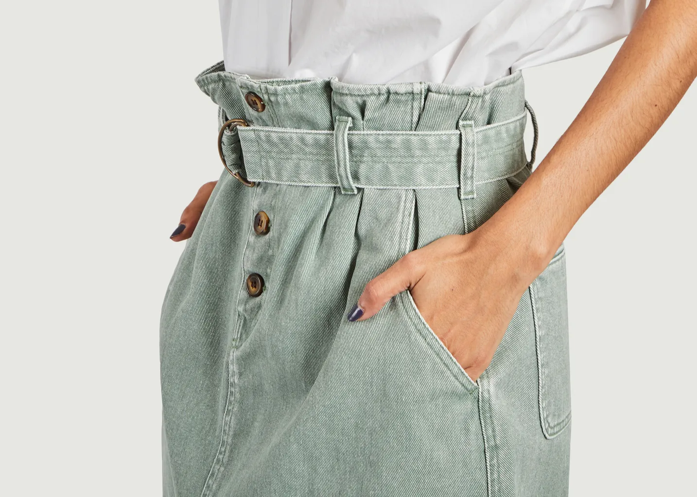 Jupe paperbag en denim Muguet Soeur