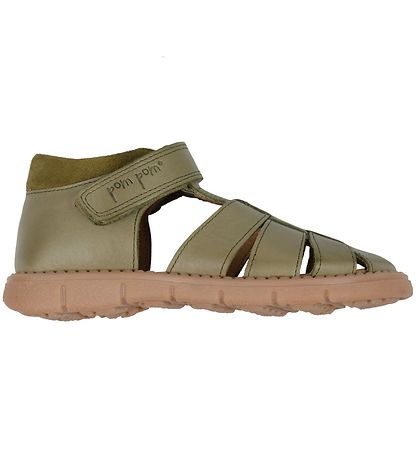 Pom Pom Sandalen - Sportlich Klettband - Dusty Olive
