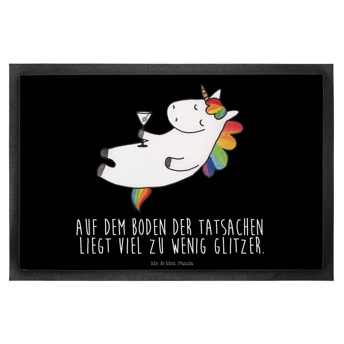 Mr. & Mrs. Panda 40 x 60 cm Deurmat Eenhoorn Cocktail - Zwart