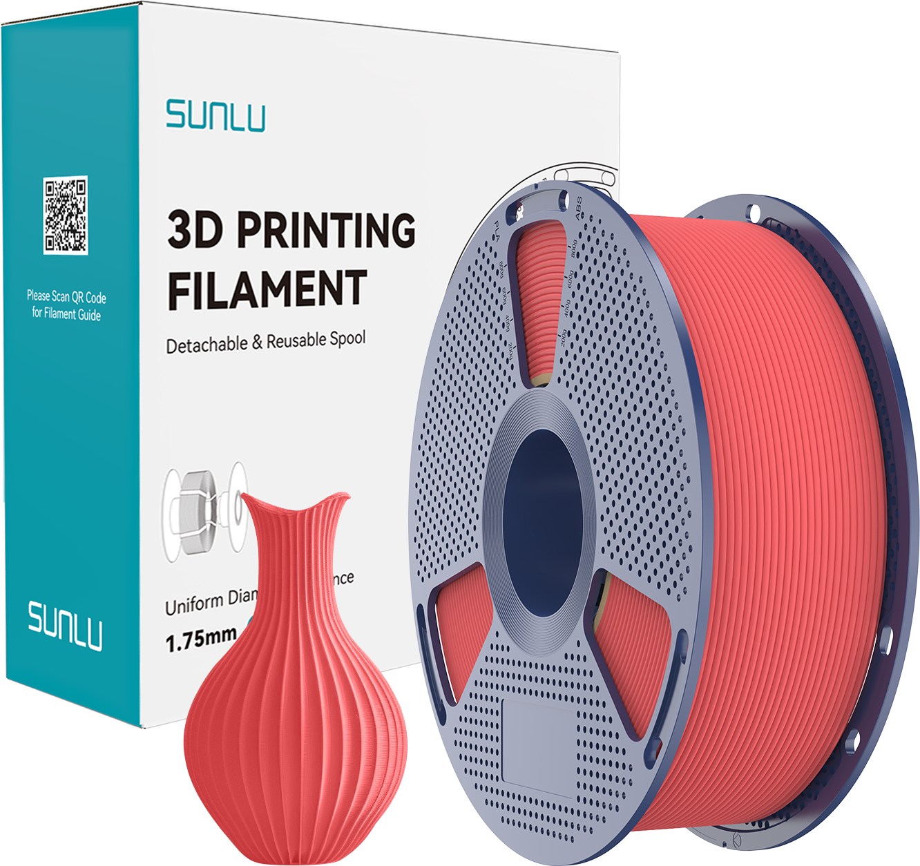 SUNLU  PLA Classic Cherry Red, 1,75 mm / 1000 g    High Speed PLA mit mattem Finish in Cherry Red