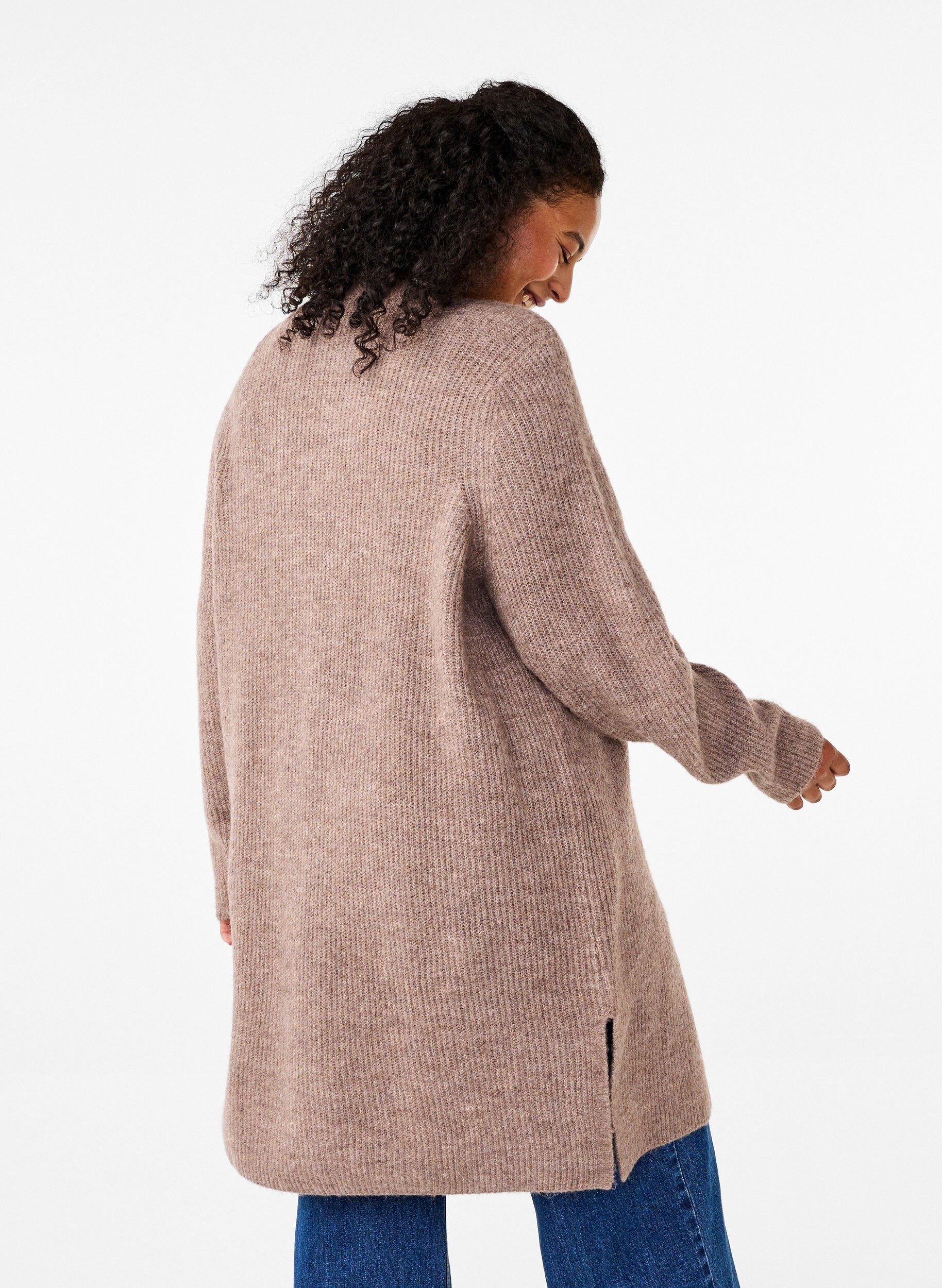 FLASH - Ribstrikket cardigan med slidser
