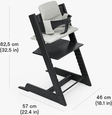 Stokke Tripp Trapp Matstol Bundle inkl. Sittepute, Black/Nordic Grey