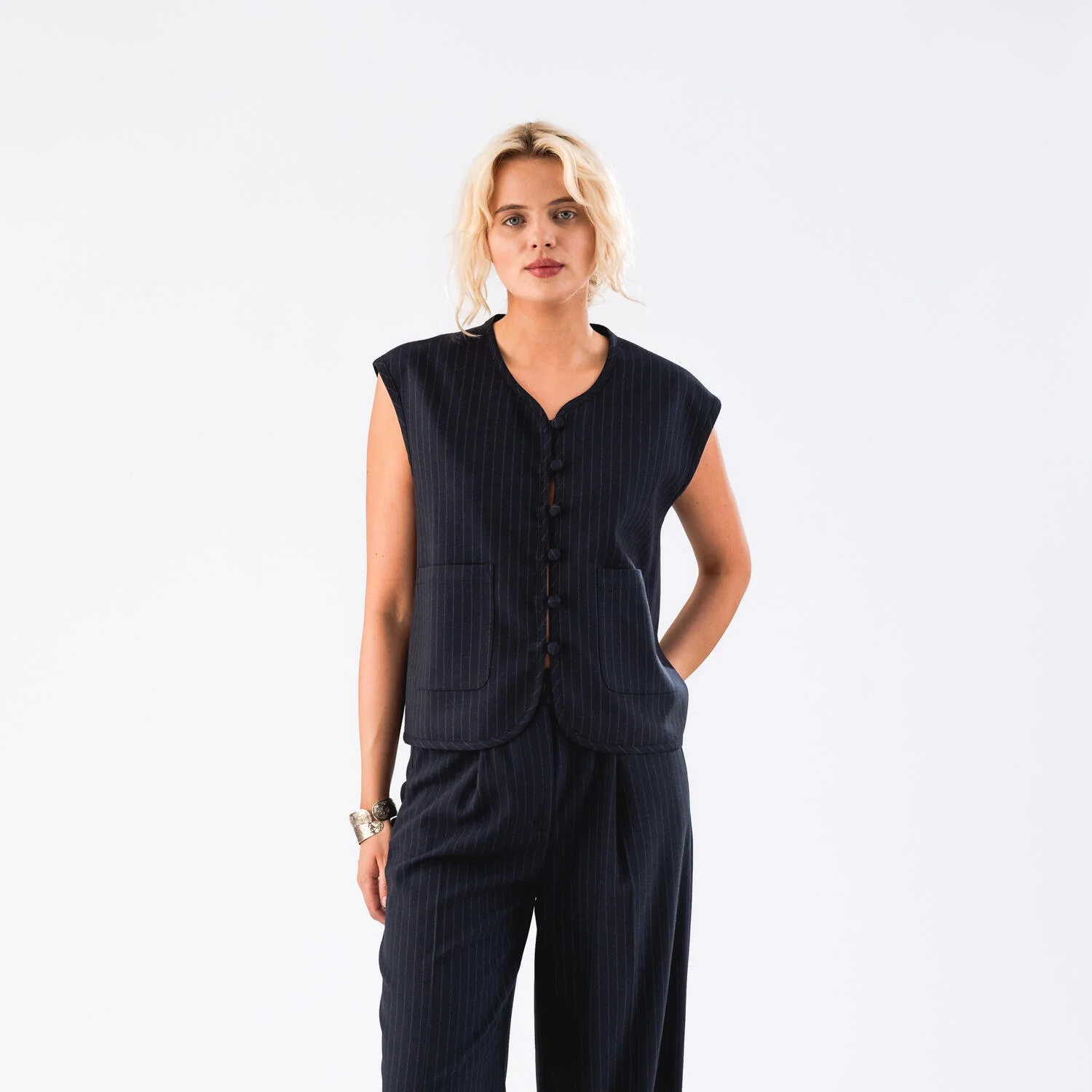 Lollys Laundry  Abbey vest - mørkeblå