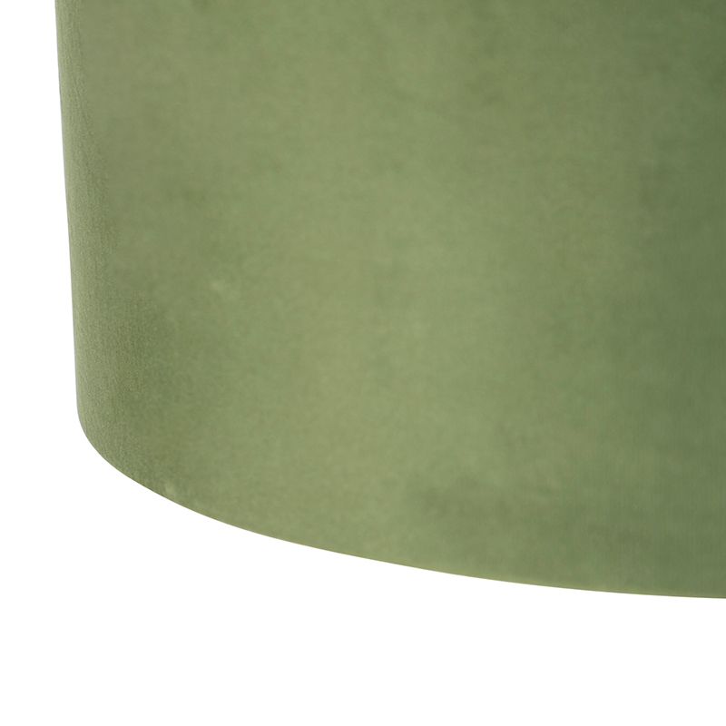 Hanglamp zwart met velours kappen groen met goud 35 cm 2-lichts - Blitz