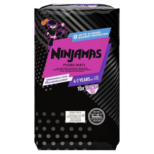 Ninjamas Pants Luierbroekjes Meisje Maat 7 4-7 Jaar 10 Stuks