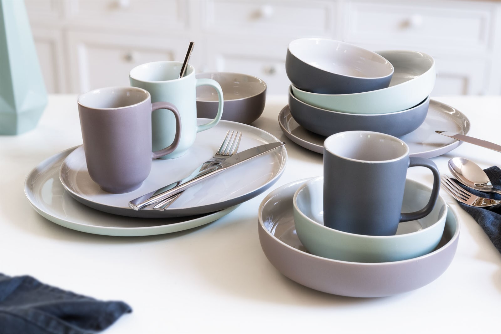 Ritzenhoff & Breker Untertasse JASPER 6er Set taupebraun/ weiß
