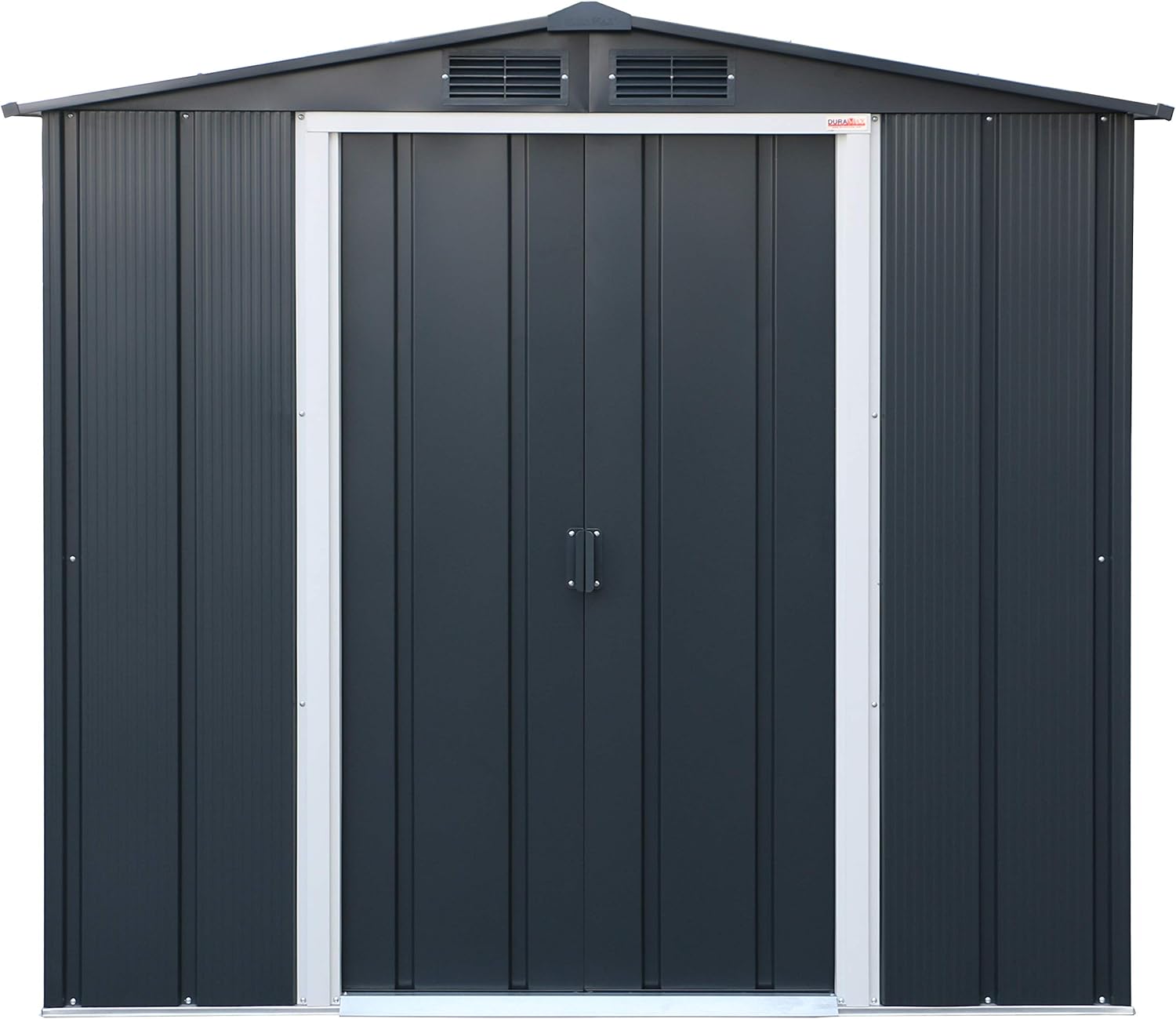 Duramax ECO 6 x 4 (2.17 m²) Metallgerätehaus, feuerverzinktes Metall gerätehaus - Geräteschuppen, verstärkte Dachkonstruktion, wartungsfreier und wetterfester Metallschuppen, Anthrazit