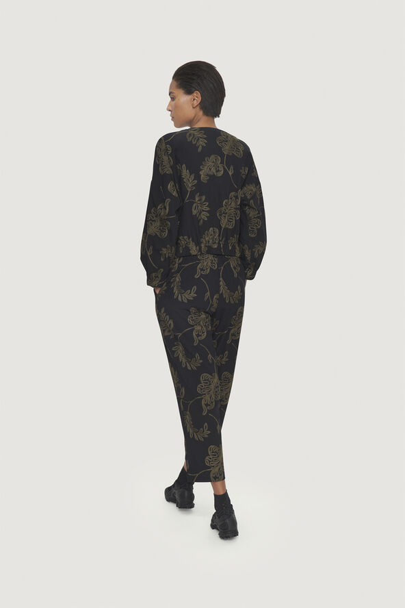 Bitte Kai Rand Embroidered leaf Black/deep forest leaf