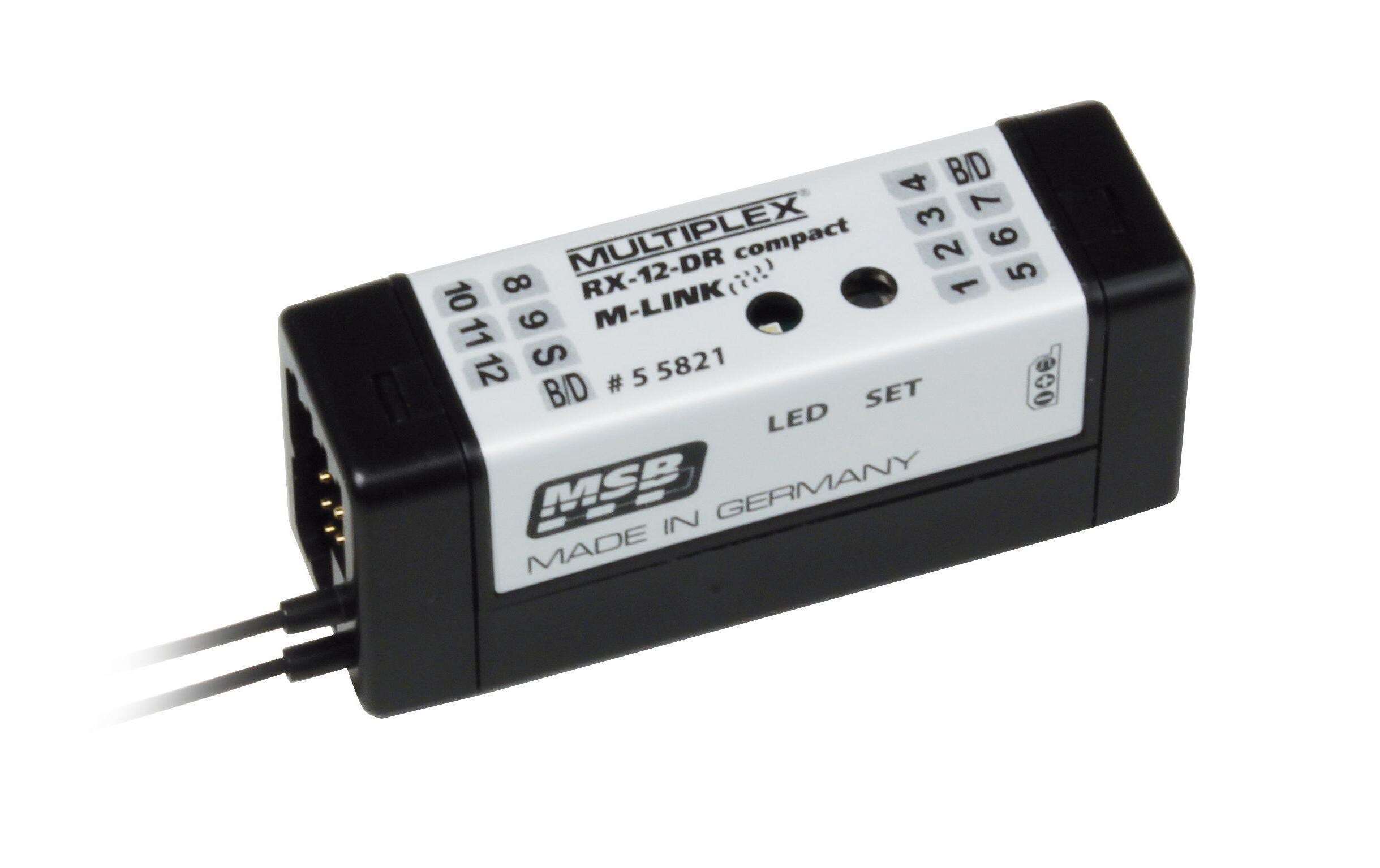 Empfänger RX12DR compact M-Link, 12-Kanal<br>12-Kanal DR-Empfänger mit Telemetriefunktion